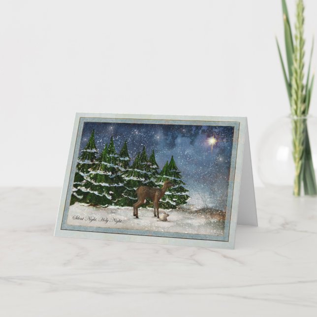 Festiva Tarjeta de Navidades nocturnos silenciosos (Anverso)