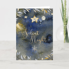 Festiva Tarjeta de Navidades nocturnos silenciosos (Vertíc