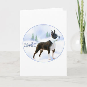 Festiva Tarjeta de Navidades Noel Boston Terrier