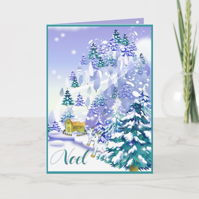 Festiva Tarjeta de Navidades Noel Winter Goat (Anverso)