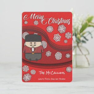 Festiva Tarjeta de Navidades Nutcracker y Snowflake