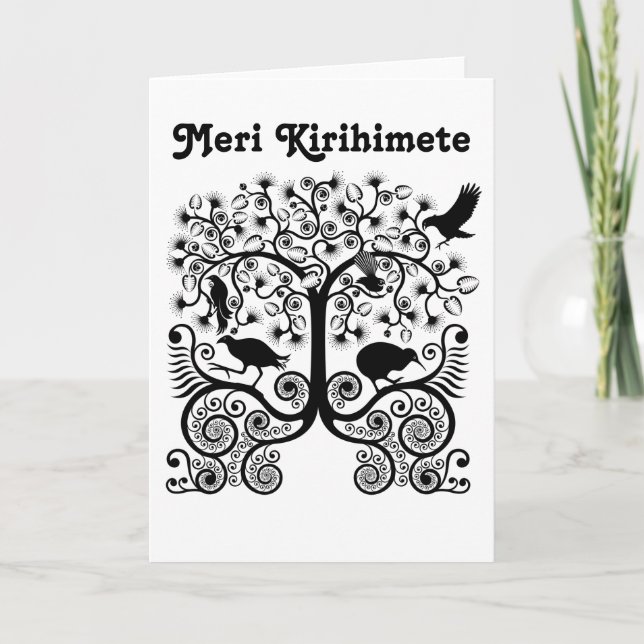 Festiva Tarjeta de Navidades NZ Naitve Birds (Anverso)