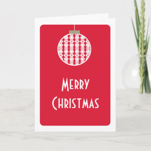 Festiva Tarjeta de Navidades ornamentos Art Deco, rojo bri