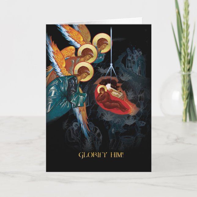 Festiva Tarjeta de Navidades ortodoxos rusos de natividad (Anverso)