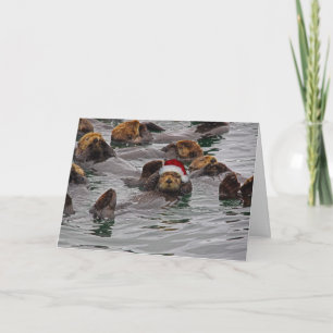 Festiva Tarjeta de Navidades Otter Santa