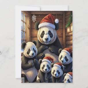 Festiva Tarjeta de Navidades Panda Bears