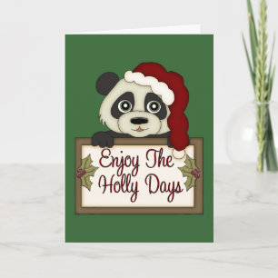Festiva Tarjeta de navidades Panda Holly Days