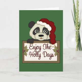 Festiva Tarjeta de navidades Panda Holly Days