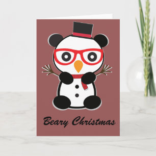 Festiva Tarjeta de Navidades Panda Snowman