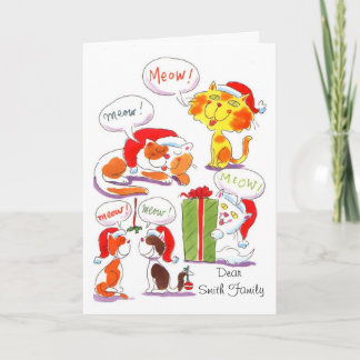 Festiva Tarjeta de Navidades para aficionados al gato