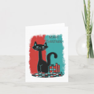 Festiva Tarjeta de Navidades para gato atómico