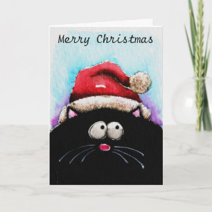 Festiva Tarjeta de Navidades para gato gordo