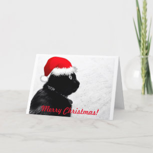 Festiva Tarjeta de Navidades para gato negro