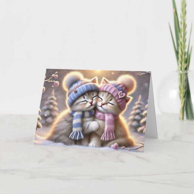 Festiva Tarjeta de Navidades para gatos (Anverso)