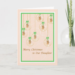 Festiva Tarjeta de navidades para Hijos, Ornamentos y Gati