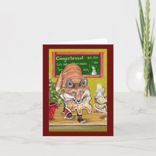 Festiva Tarjeta de Navidades para hombres Fox y Gingerbrea