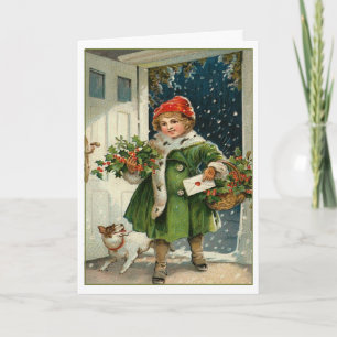 Festiva Tarjeta de Navidades para niños de época