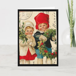 Festiva Tarjeta de Navidades para niños de época