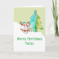 Tarjeta de navidades para niños gemelos