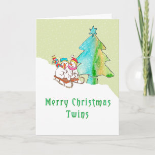 Festiva Tarjeta de navidades para niños gemelos