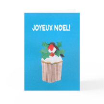 Tarjeta de navidades, pastel francés con Robin