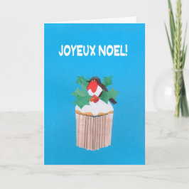 Festiva Tarjeta de navidades, pastel francés con Robin