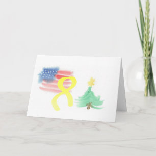 Festiva Tarjeta de Navidades patrióticos con cinta amarill