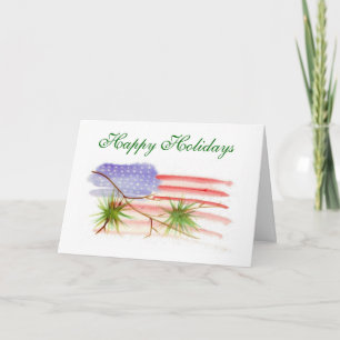 Festiva Tarjeta de Navidades patrióticos de acuarela - Ver