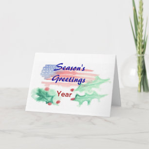 Festiva Tarjeta de Navidades patrióticos de acuarela - Ver