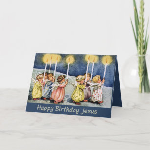 Festiva Tarjeta de navidades - Pequeños ángeles con velas