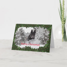 Festiva Tarjeta de Navidades personalizada con perro alsac