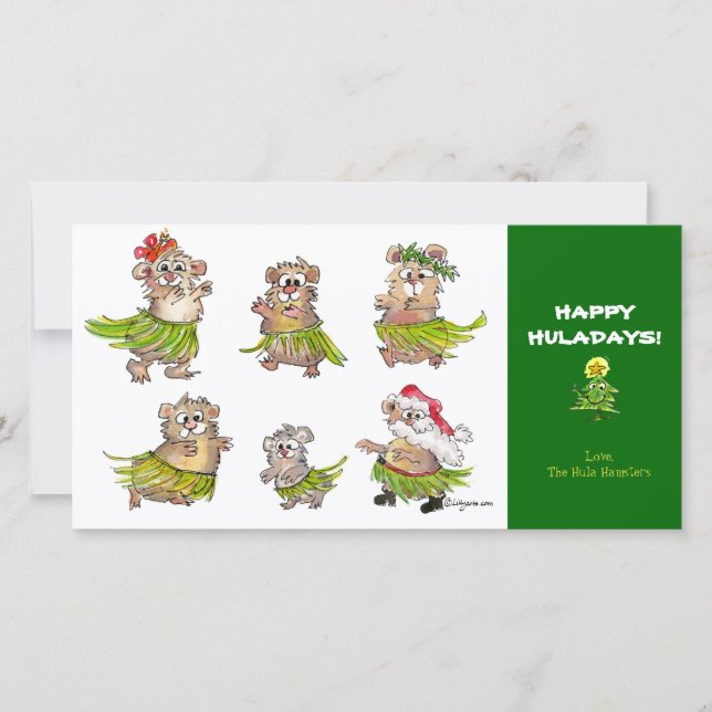 Festiva Tarjeta de Navidades personalizado Hula Hamsters (Anverso)