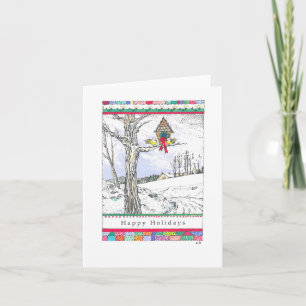 Festiva Tarjeta de Navidades Personalizados "Aves de Nieve