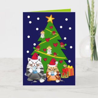 Festiva Tarjeta de Navidades Personalizados con árbol y ga