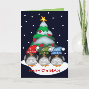 Festiva Tarjeta de Navidades personalizados con pingüinos