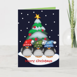Festiva Tarjeta de Navidades personalizados con pingüinos