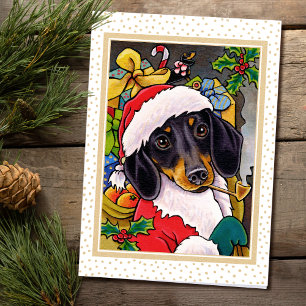 Festiva Tarjeta de Navidades Personalizados de Santa Dog D