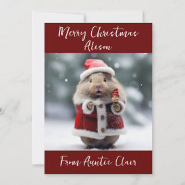 Festiva Tarjeta de Navidades personalizados Santa Hamster