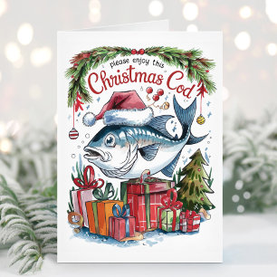 Festiva Tarjeta de Navidades pescadores divertidos para na