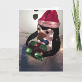 Festiva Tarjeta de navidades: Pingüino con Presente