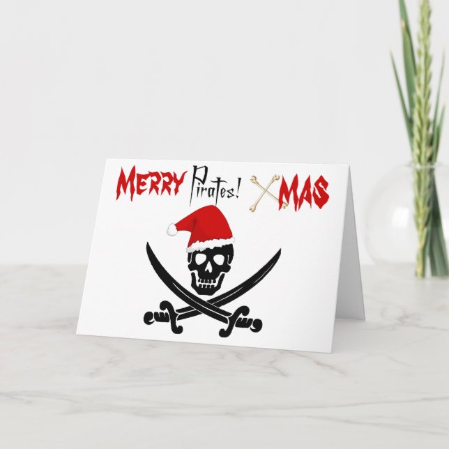 Festiva Tarjeta de Navidades piratas divertidos (Anverso)