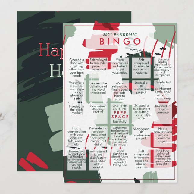 Festiva Tarjeta de Navidades planos de gran cortesía BINGO (Anverso / Reverso)