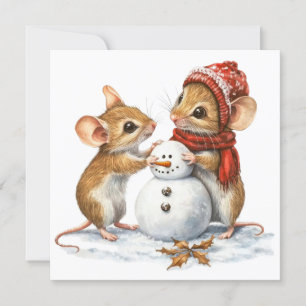 Festiva Tarjeta de Navidades planos de ratones