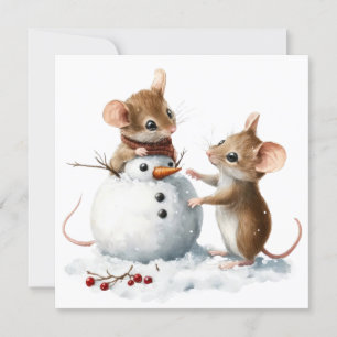 Festiva Tarjeta de Navidades planos de ratones