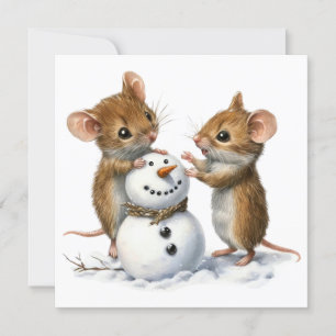 Festiva Tarjeta de Navidades planos de ratones