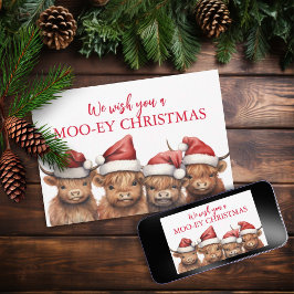 Festiva Tarjeta de Navidades planos de vaca de Highland