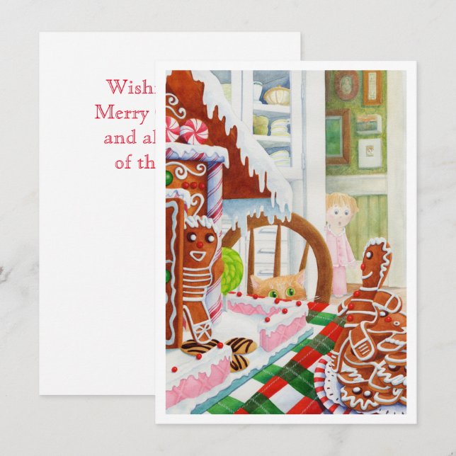 Festiva Tarjeta de Navidades planos GINGERBREAD SORPRISE 4 (Anverso / Reverso)