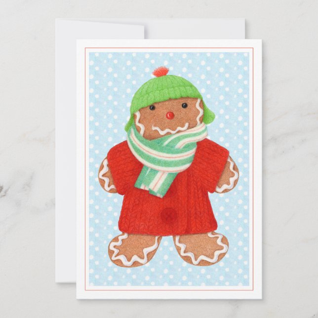 Festiva Tarjeta de Navidades planos WOOLIE GINGERBREAD 5x7 (Anverso)