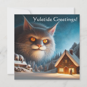 Festiva Tarjeta de Navidades planos Yule Cat
