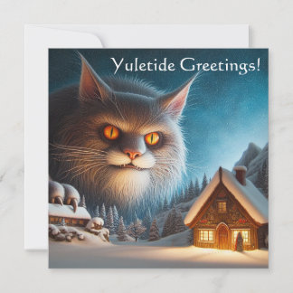 Festiva Tarjeta de Navidades planos Yule Cat